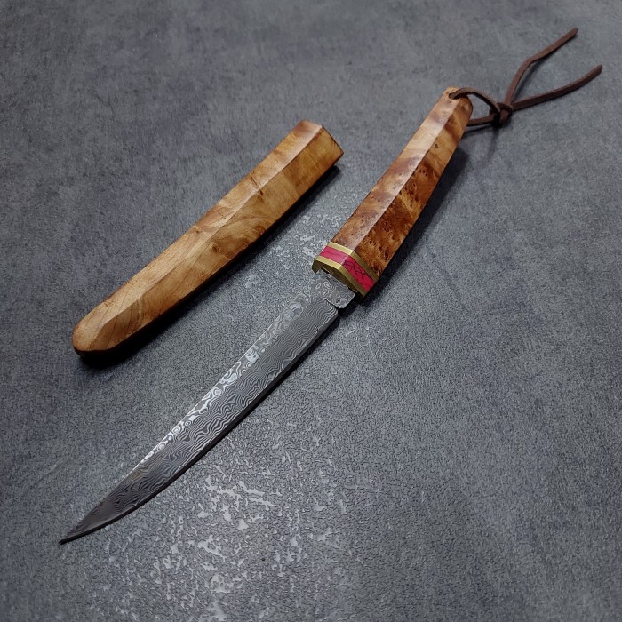 Damascus Knife Tanto Small Fixed Blade