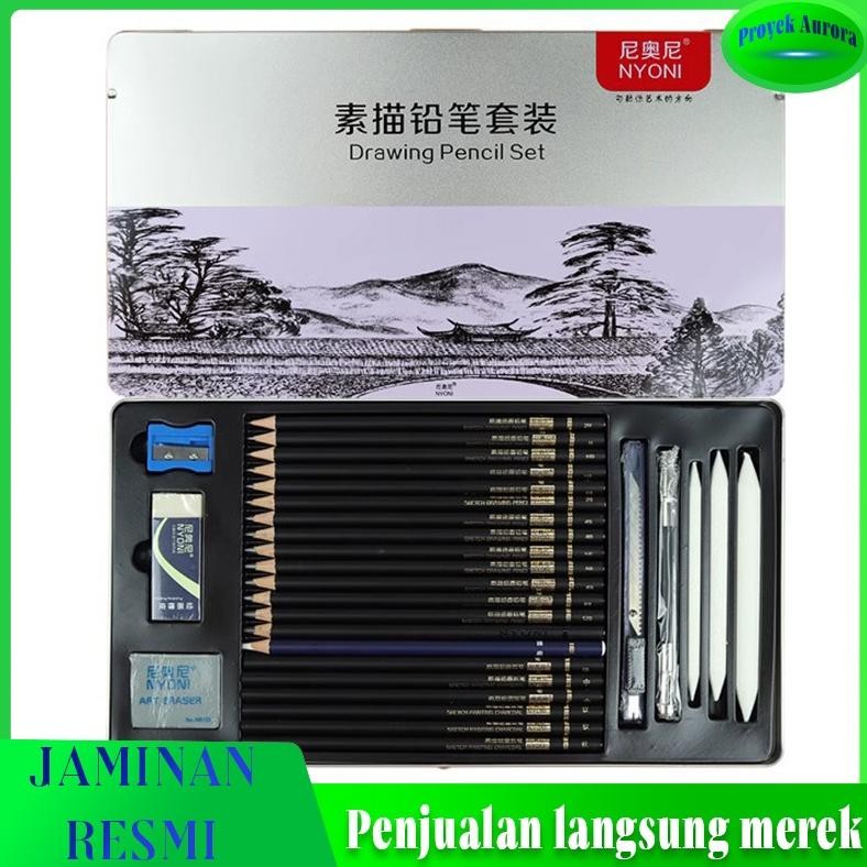 

Terlaris Flash Sale!!!Set Pensil Sketsa Nyoni Baru Asli Kotak Besi Tirai Pena Pemula Set Lengkap Alat Lukis Tangan Pena Arang Lembut Profesional/Sketch Drawing Pencil Set 29 / Pensil Lukis Sketsa Set Lengkap Cod