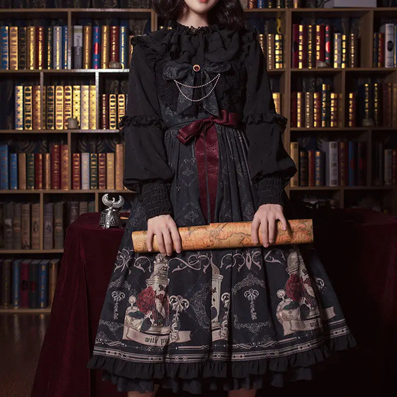Lolita JSK Dress Nightingale and Rose Jsk Dress Gothic Style Dark Vintage Victorian Princess Party D