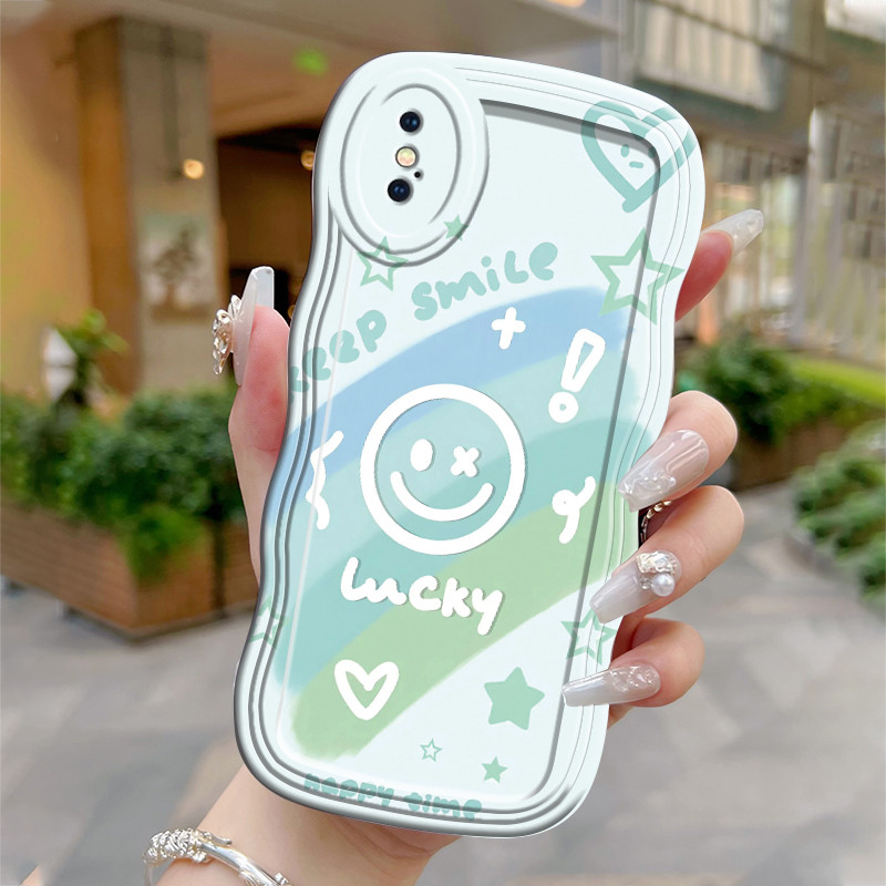 Casing Hp Untuk iPhone X XS Max Xr Case Casing Pola Smiley pelangi Kasing HP Cesing Silikon Kesing g