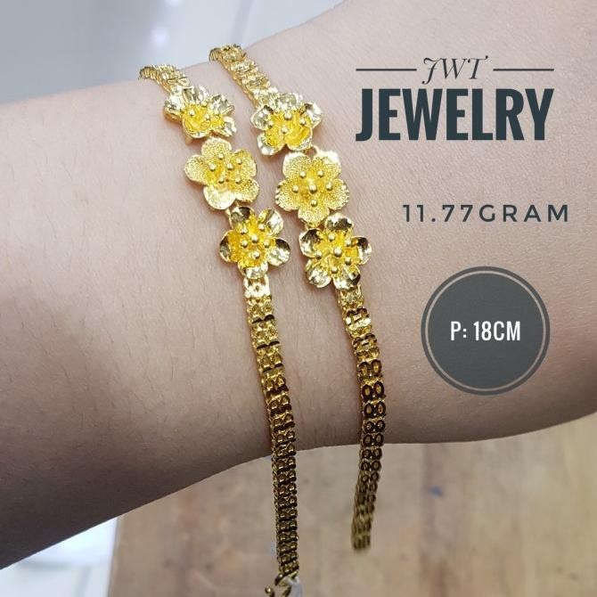 Gelang Tangan Emas Bunga Mas 24k hongkong 9999