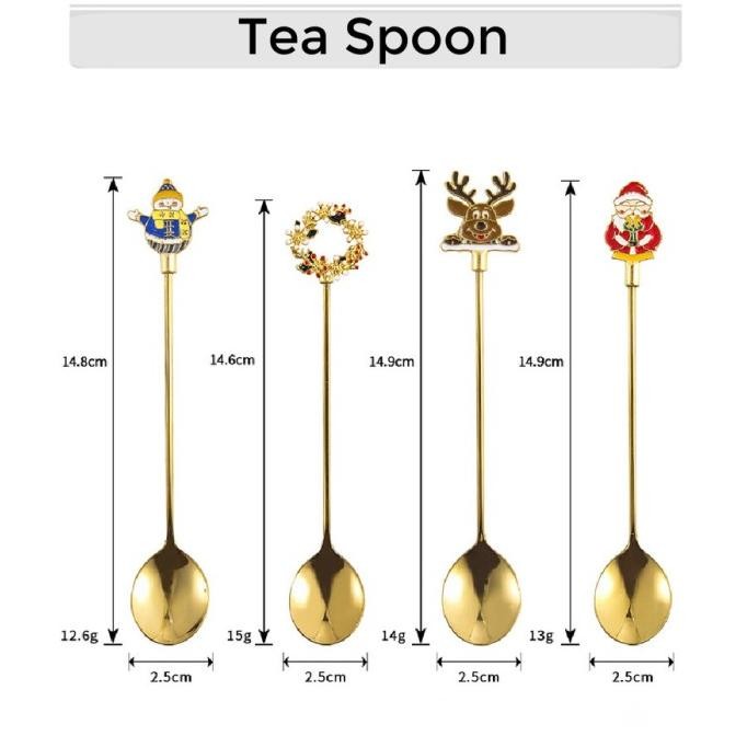 

Christmas Gift set Tea Spoon Fork set of 4 hampers natal kado PNK