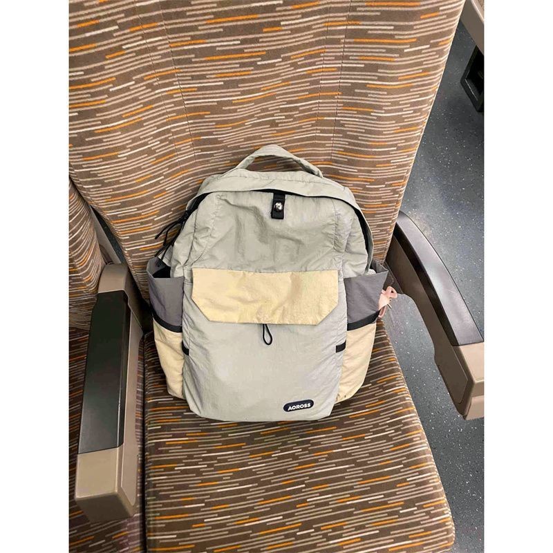 Y2.Morgan-Tas Sekolah Abu-abu Ransel Fashion Trendi Tas Wanita Tas Laptop Pelajar Hangout Backpack