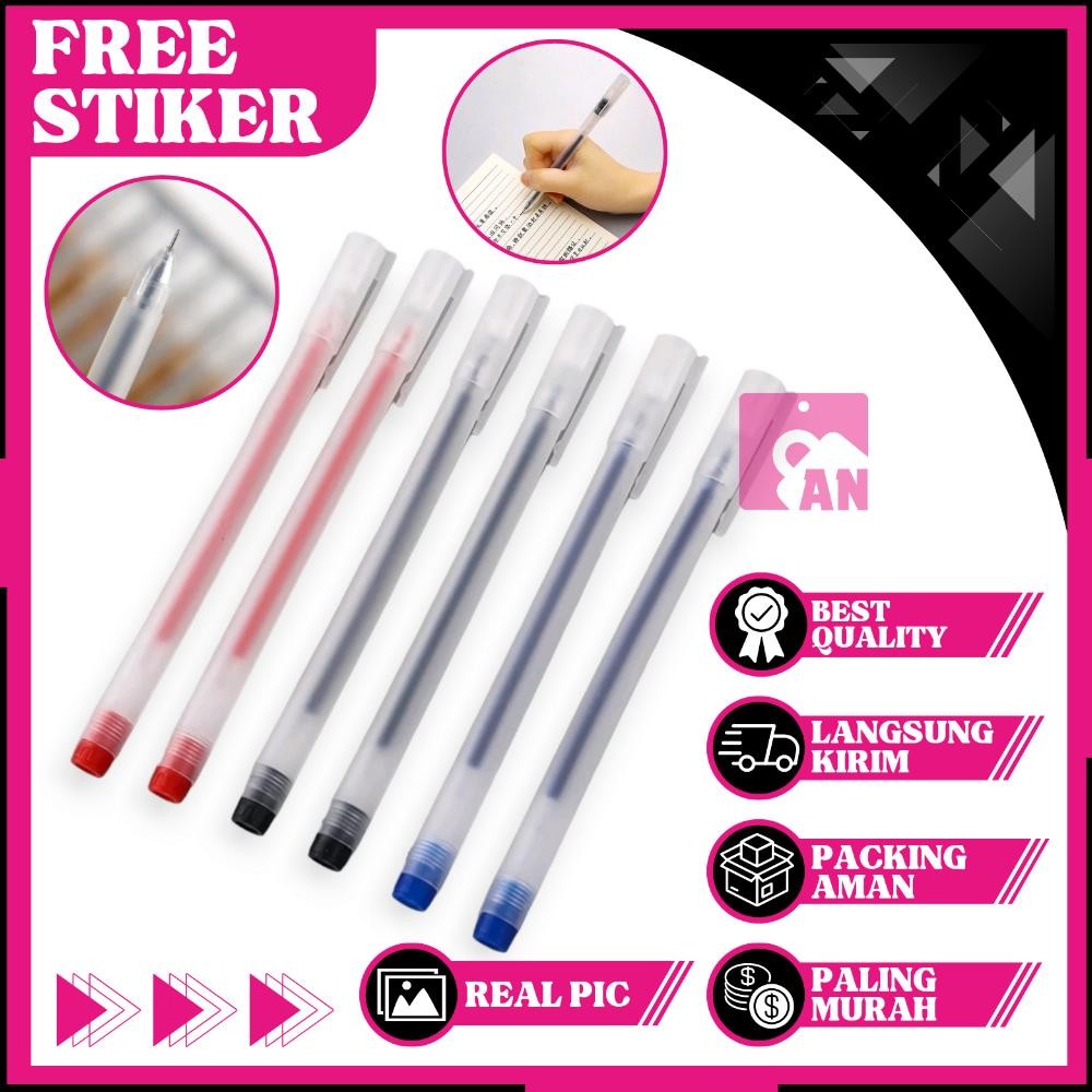 

1PCS Pulpen Gel 0.5mm Balpoin Pena Tinta Hitam Merah Biru Transparan Pen Alat Tulis Sekolah Kantor Bolpen A153