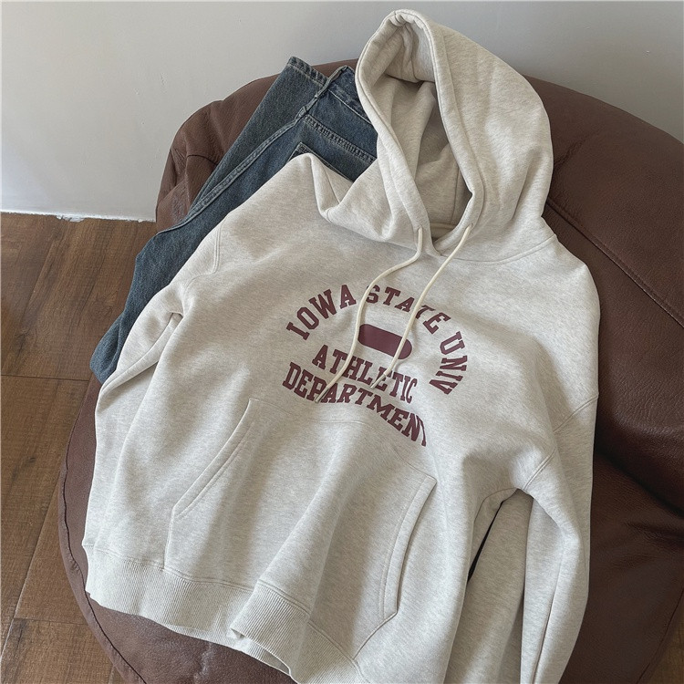 Jaket Hoodie IOWA STATE UNIV Jumbo Bigsize Jaket Fleece Korean Style Wanita Pria Oversize Ulzzang St