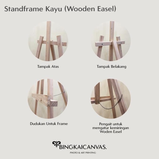 Standing Frame Kayu Tempat Pigura Easel Kanvas - Besar KRW