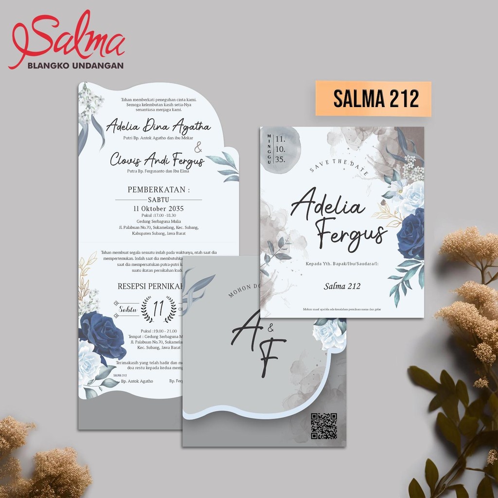 ISI 50 Pcs | Cetak undangan | Undangan pernikahan merk SALMA 212 | Bisa untuk khitan, tasyakuran & l