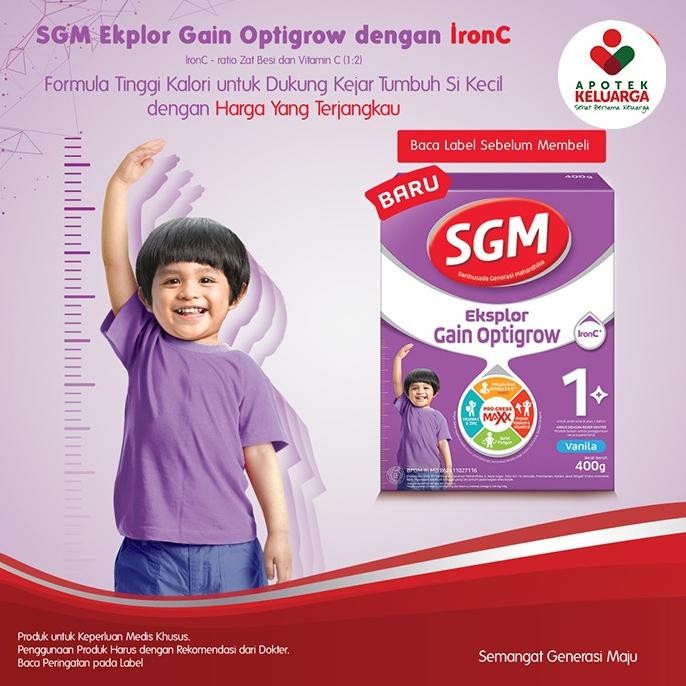 SPECIAL Sgm Eksplor Gain Optigrow 1 Plus Vanila 400g#SUSU FORMULA BAYI DAN ANAK#SUSU TINGGI KALORI d