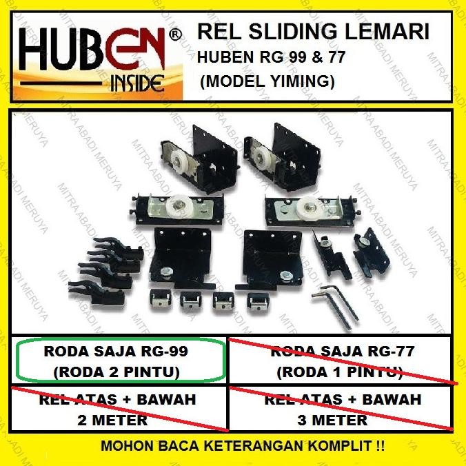 Roda Gantung Huben Rg99 (2 Pintu ) Roda Rel Sliding Lemari Rel Yiming
