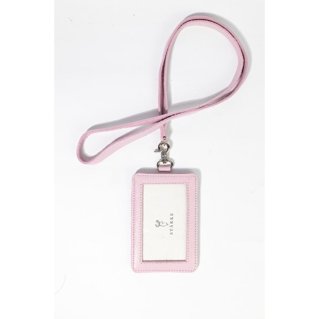 

ID Card Lanyard Name Tag Kulit Asli STARKE Hustle Hog Pink Tekstur