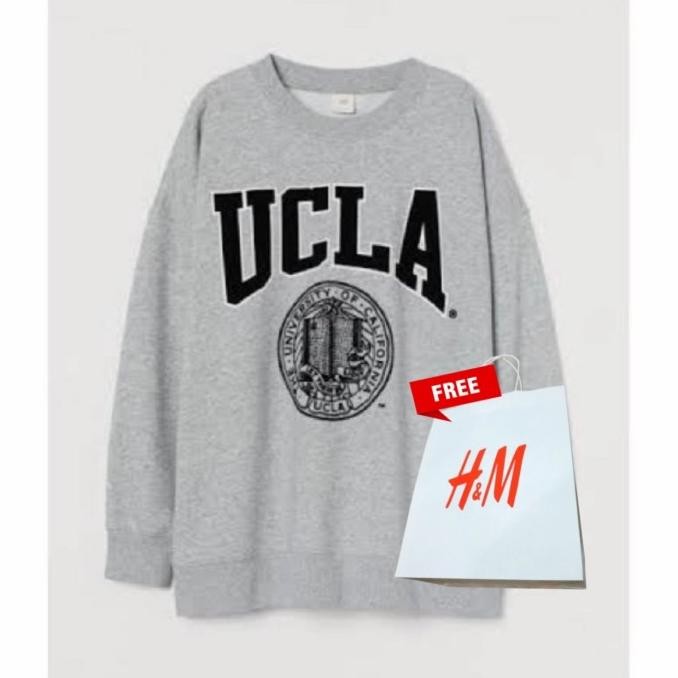 Jual Crewneck Sweater H&M Grey Ucla Free Paper Bag Hnm