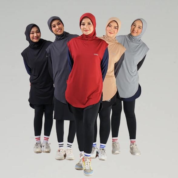 Kekinian Zeea Outer Sport Hijab Panjang Hayfa P Tisya Polos Jilbab Olahraga Gratis Ongkir