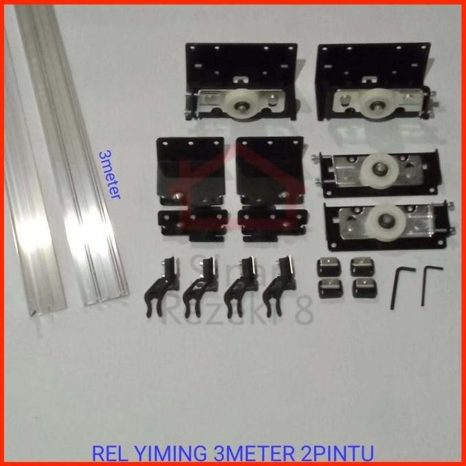 Set Rel Yiming 3 Meter + Roda 2 Pintu / Lemari Sliding Pakaian Geser