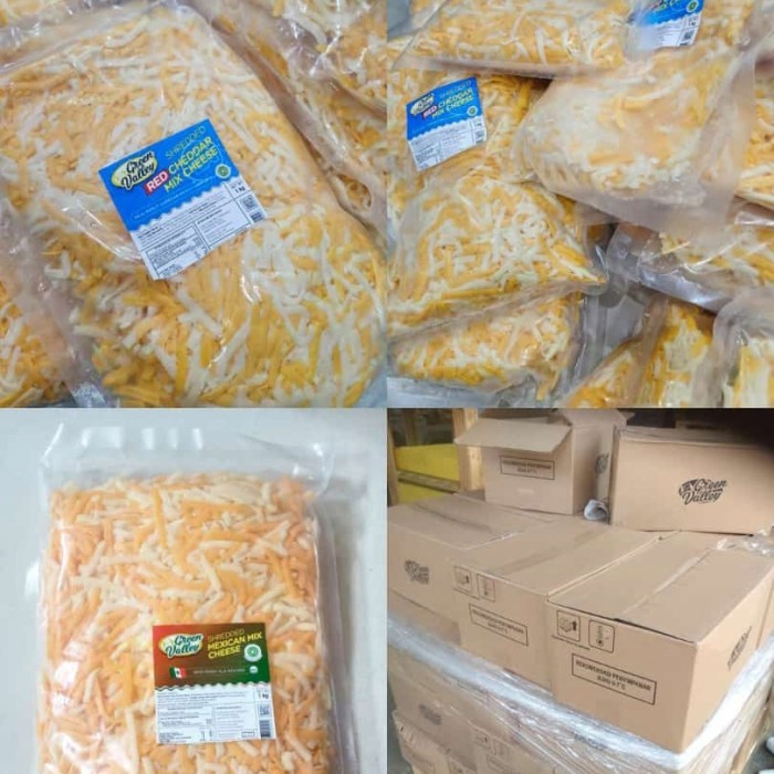 

1 Kg Shredded Mexican Mix Cheese Green Valley - Keju Cheddar Moza 1 Kg