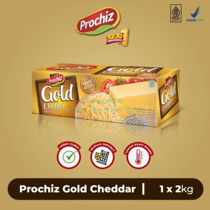 

Prochiz Gold 2kg Keju Cheddar Blok READY GOSEND Only