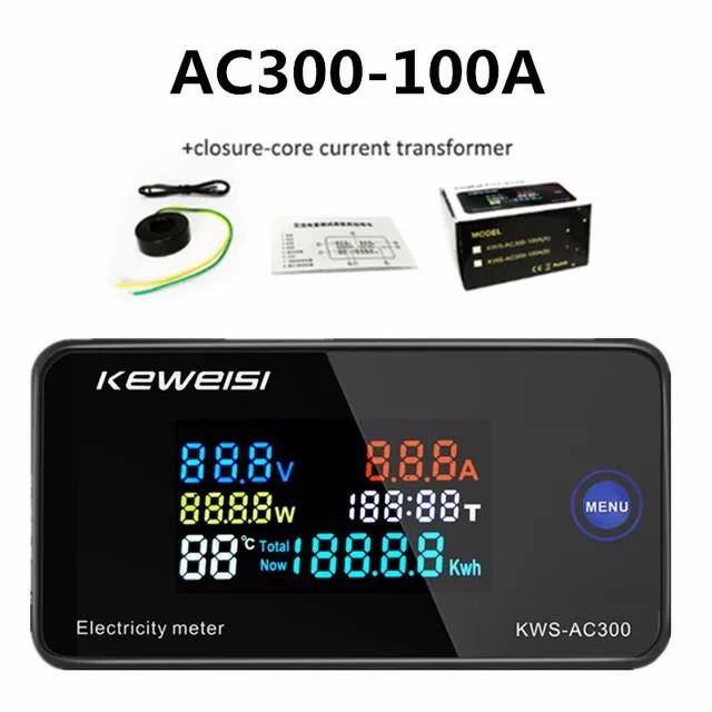 Terbaru Ac Watt Meter Digital 6In1 Kwh Kws Ac-300 100A Volt Ampere Original Termurah
