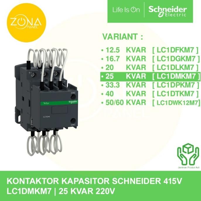 Ready Kontaktor Capasitor Kapasitor Schneider 25Kvar 25 Kvar Lc1Dmkm7