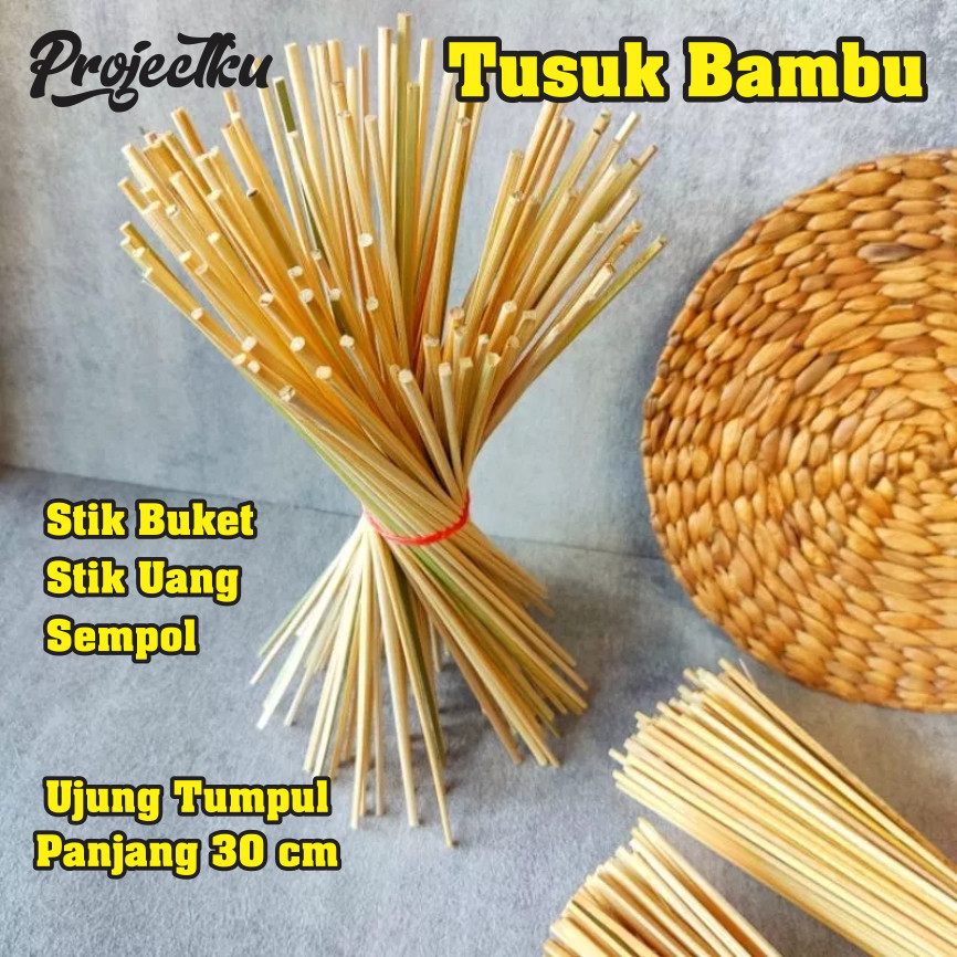 Tusuk Bambu Isi 100 Tusuk Untuk Uang Buket Jajan / Bahan Buket Bunga / Tusuk Panjang 30 Cm / Sempol