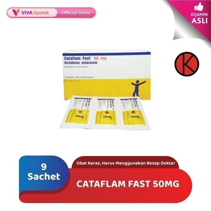 Cataflam Fast 50mg untuk Meredakan Nyeri (9 Sachet)