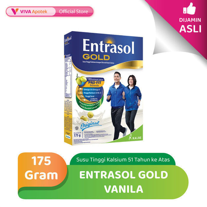 

Entrasol Gold Vanila Susu Tinggi Kalsium 51 Tahun ke Atas (175 Gram)