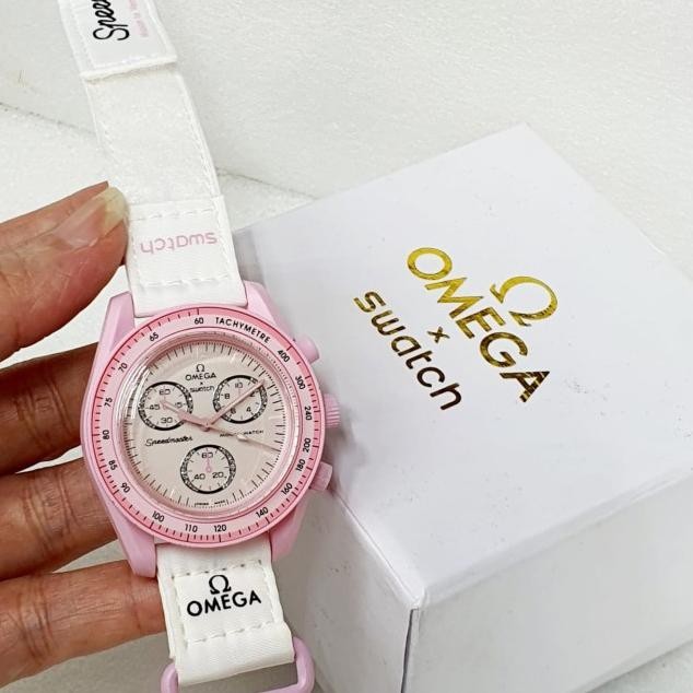 New Jam Tangan Wanita Omega Swatch Free Box Arlojiku