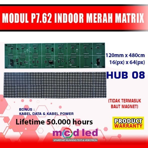 Modul Panel Led Running Text Indoor P7,62 Merah Matrix Ready