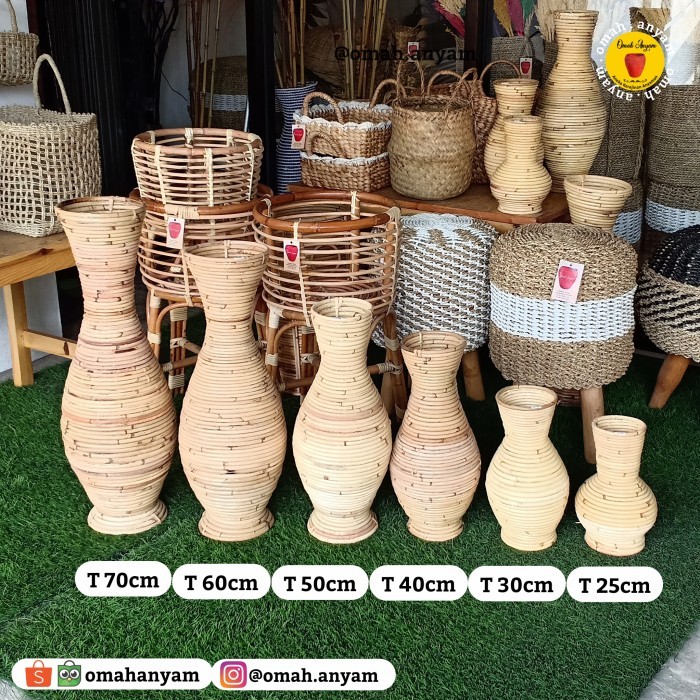 VAS BUNGA/ GUCI ROTAN/ VAS BUNGA KERING/GUCI TANEMAN/BUNGA PLASTIK