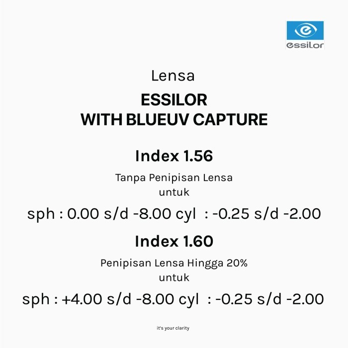 Jual Heykama - Lensa Essilor ( Blue Capture, Transition )