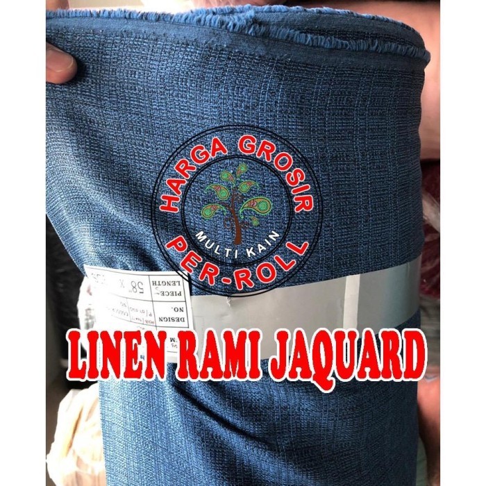 multi kain rami linen jaquard polyester tebal roll per 50 yard