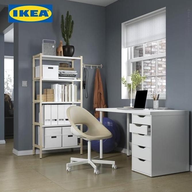 Ikea Lagkapten/Alex Meja Kerja/Belajar Minimalis Dengan Laci 120X60Cm Porteryapot