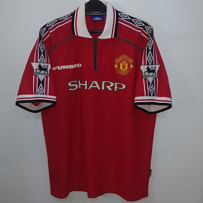 JERSEY MANCHESTER UNITED 1998 1999 TREBLE WINNER BECKHAM ORIGINAL XL