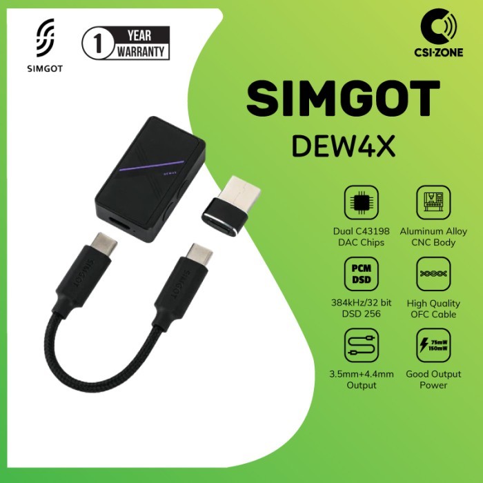 SIMGOT DEW4X Dual C43198 Portable USB Type C DAC / Amplifier