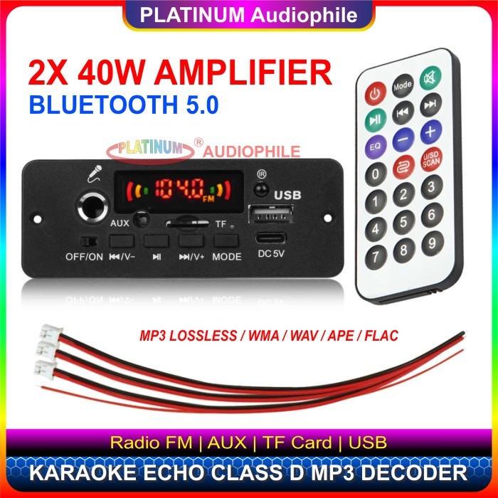 Modul Mp3 Amplifier Bluetooth Karaoke Microphone Echo DIY Class D 80W