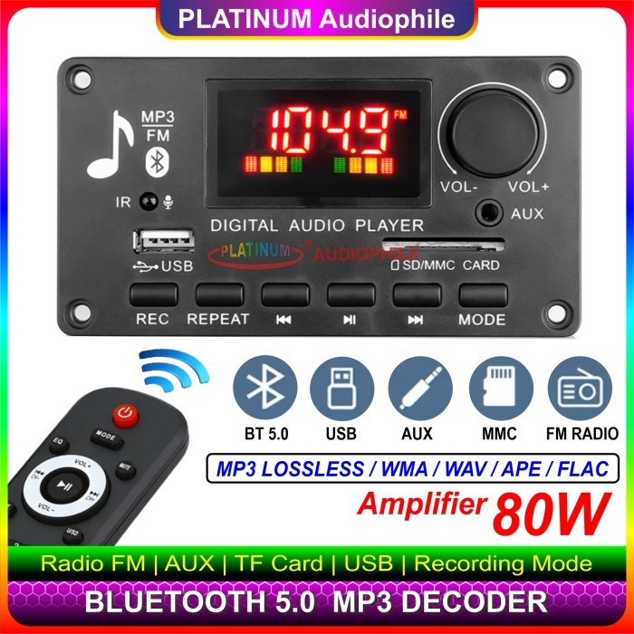 Modul MP3 Bluetooth Amplifier 2x 40W Class D 80W Mp3 Decoder Recording
