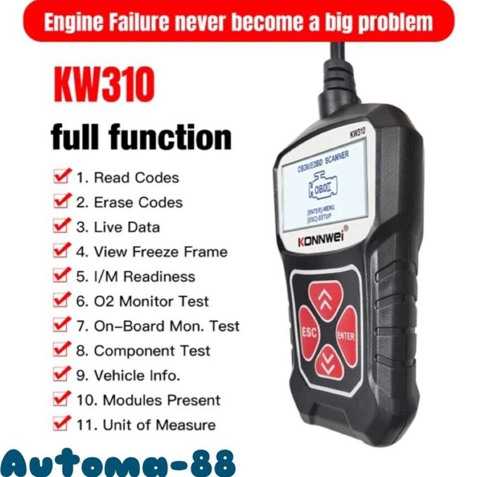 Obdii Obd2 Obd-2 Obd-Ii Eobd Car Can Scanner Ecu Mobil Konnwei Kw310