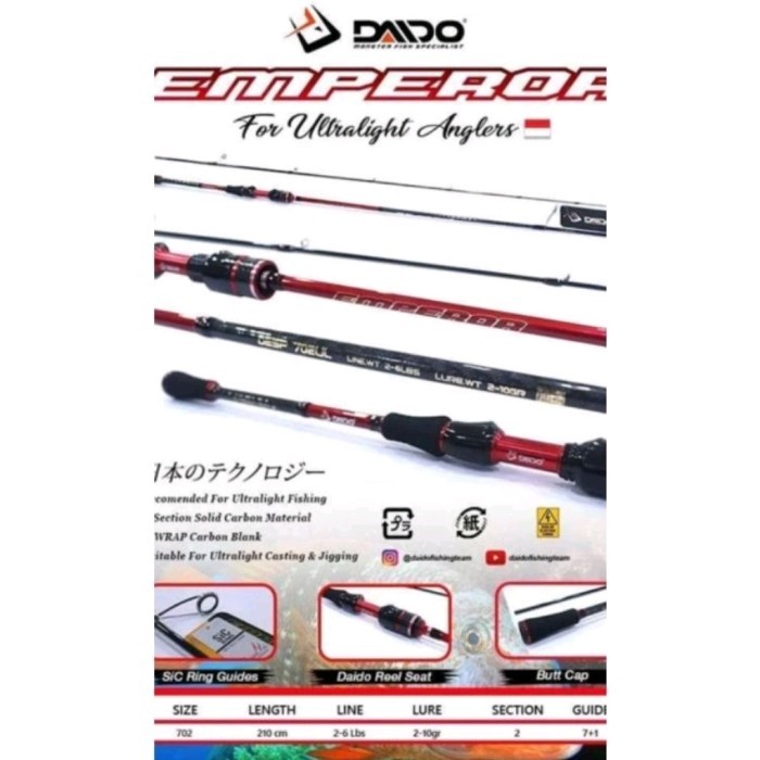 Joran daido emperor 702 UL joran pancing ultralight solid carbon