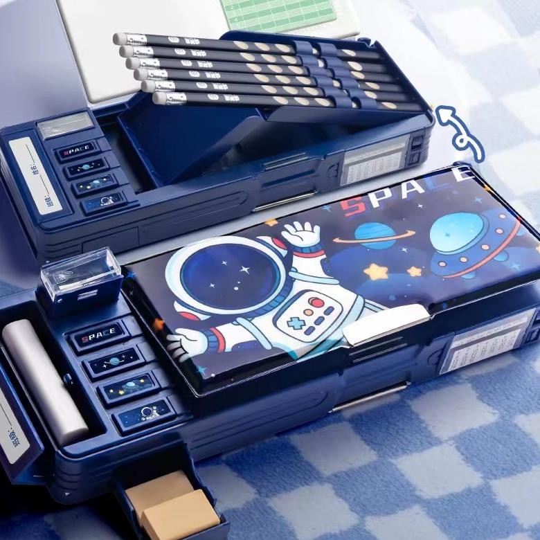 

TW39 Tempat Pensil Multifungsi Motif Unicorn / Dinosaurus / Astronot Untuk Anak Tk/Kotak Pensil Pola Kartun Lapisan Ganda Tunggal dengan Rautan Kapasitas Viral