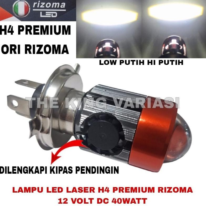 Original Lampu Utama Motor Led H4 Laser Rizoma Ac Dc 40Watt/Lampu Depan Motor H4 3 Kaki Laser Led Su