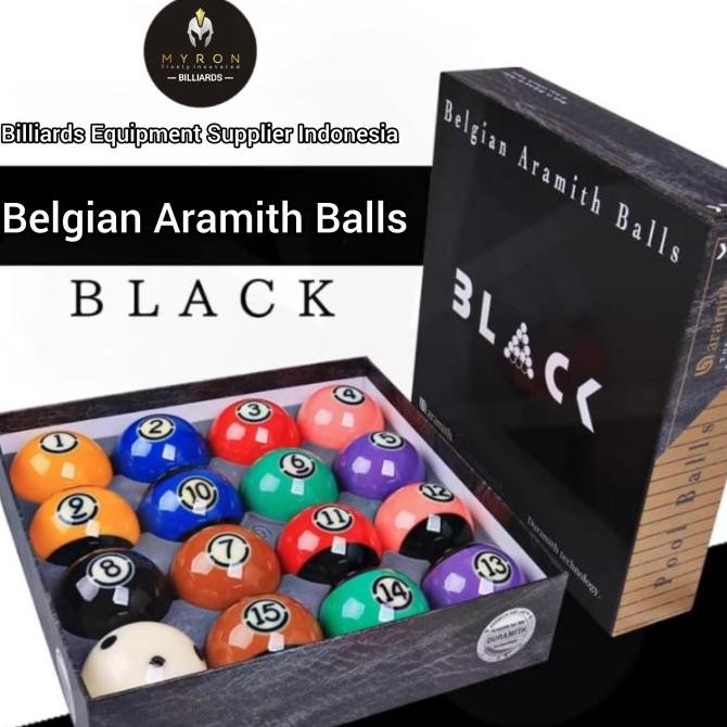 Aramith Tournament Black Tv Ball Set~Bola Billiard Aramith Black