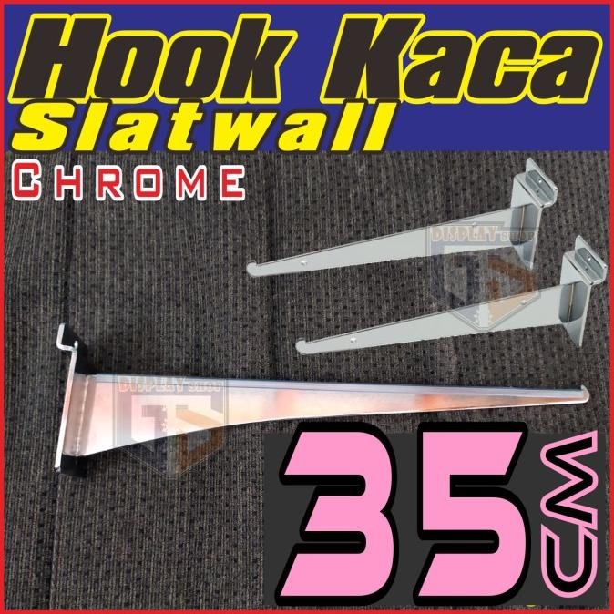 

((((()paling dicari] hook/bracket/cantolan kaca slatwall 35 cm - chrome