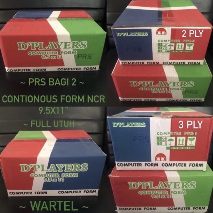 

TERBARU - Continous Form 9,5x11 PRS Bagi 2 NCR Rangkap 2-3Ply Kertas Komputer