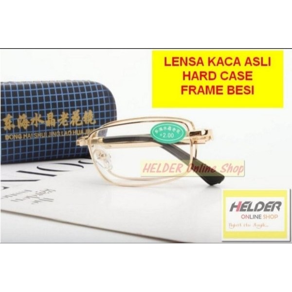 Kacamata Baca Lipat Pria Plus 100.150.200.250.300.350.400 Lensa Kaca Frame Besi *