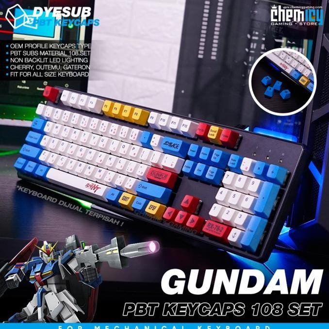 Komponen Komputer Gundam 108 Set Keycaps Oem Profile