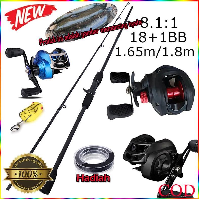 Terlaris Joran Pancing Set Carbon Baitcasting Fishing Rod Metal Reel Max Drag 8Kg Material Berkualit