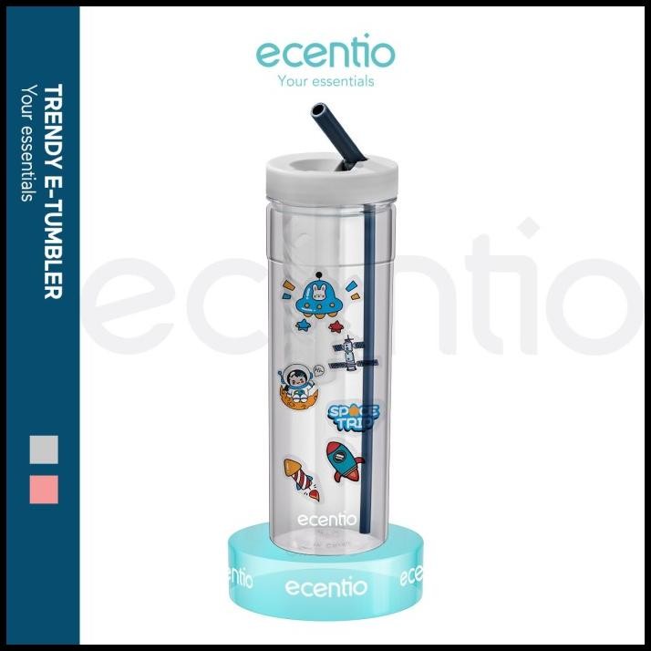 Ecentio Botol Minum Sedotan Transparan Tumbler Infused Free Stiker