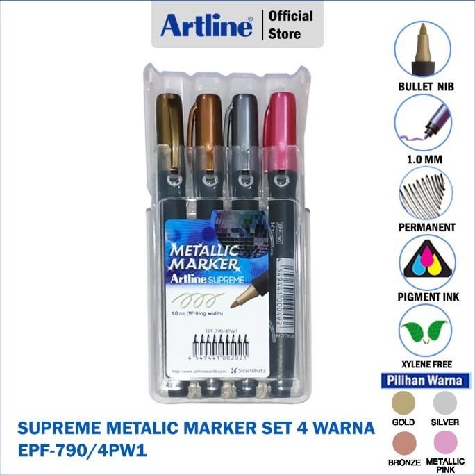 

Artline Spidol Supreme Permanent Marker Metalic Set 4 Colour Epf-790/4 Original Dan Terpercaya