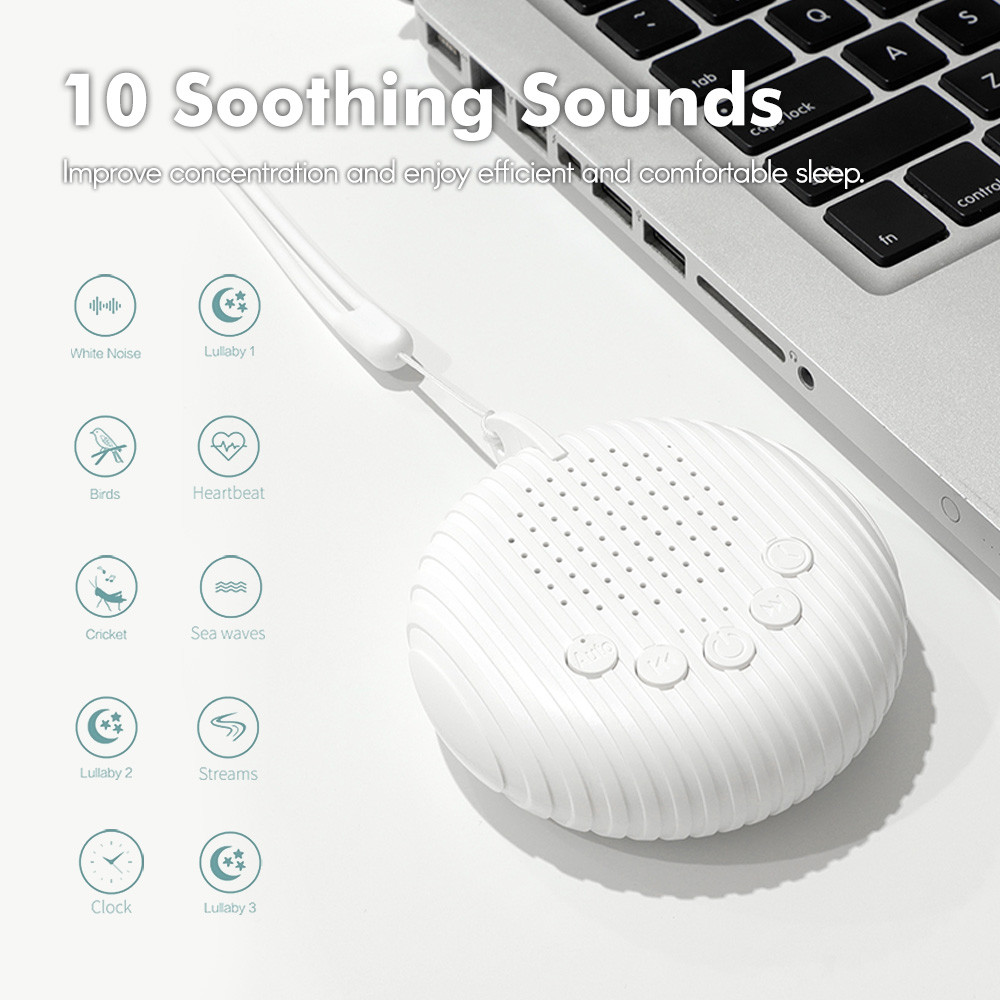 LUIQEI White Noise Speaker Portable Baby Sleep Machine 10 Sound 300mAh - Q3  7CSK37WH