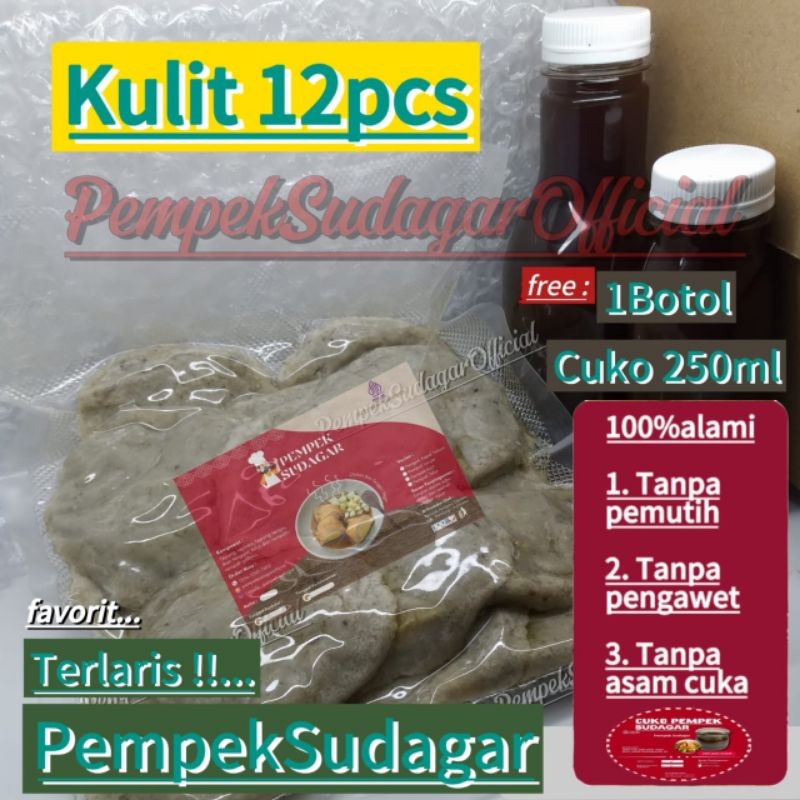 

Pempek kulit paket 1kg isi 12biji + free 1botol cuko 250ml (Di vacum) # pempek bandung # pempek enak # pempek ikan tenggiri asli