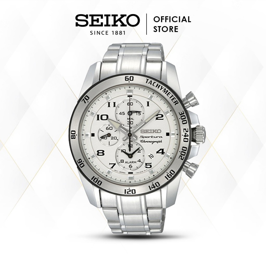 Jam Tangan Pria Seiko Sportura Choronograph SNAE59 SNAE59P1 Quartz Stainless Original Silver