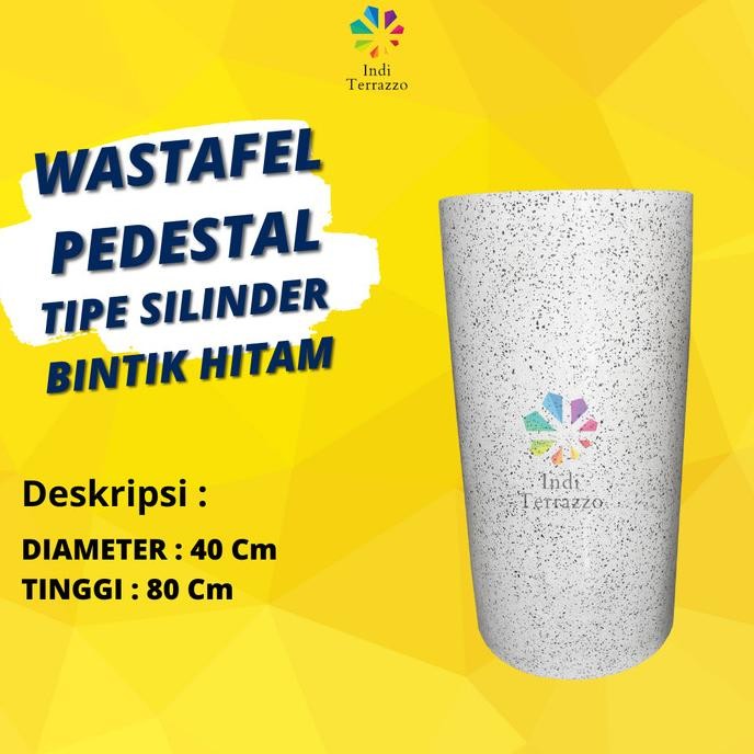 INDI TERAZZO | WASTAFEL TERASO SILINDER BATU HITAM | WASTAFEL MARMER IRF